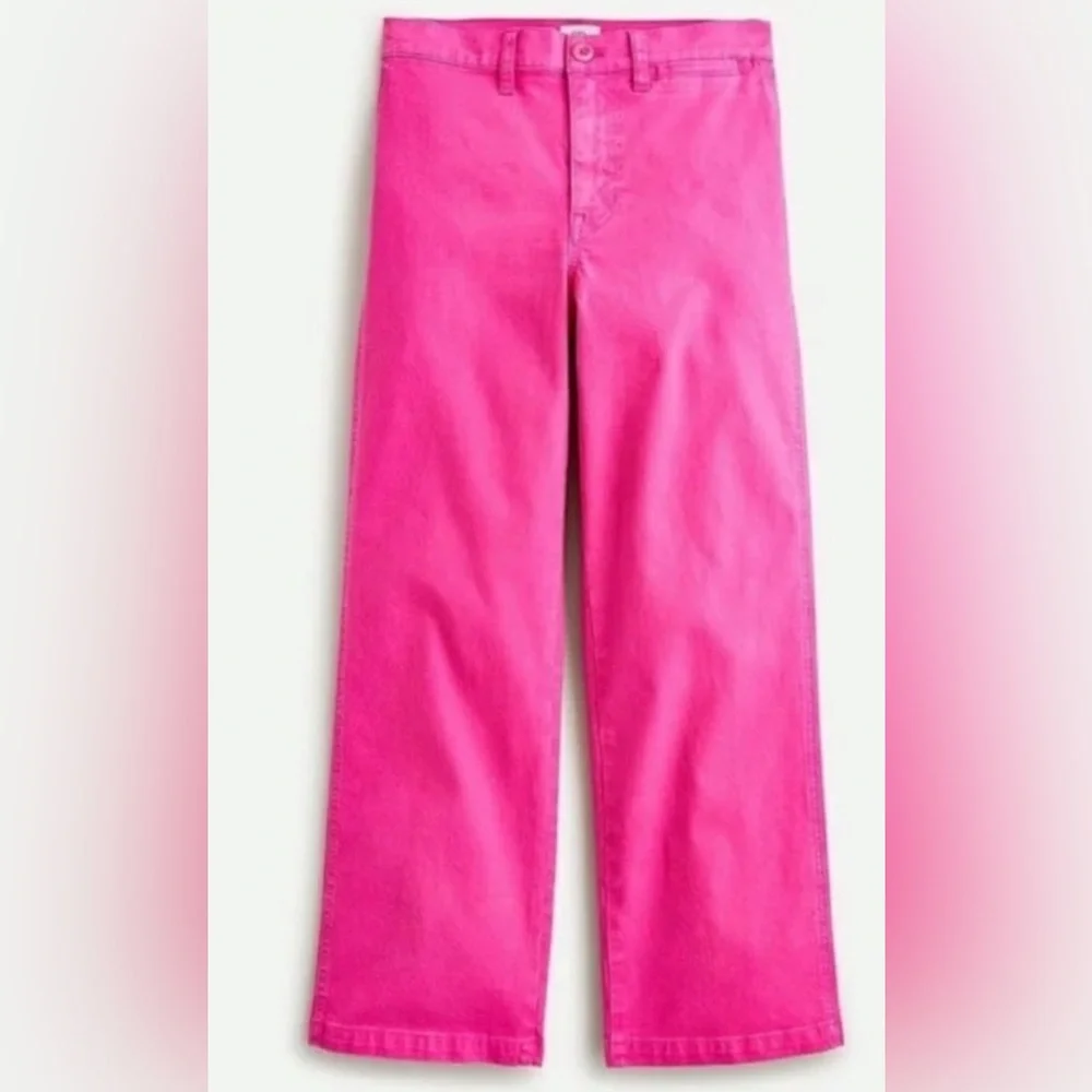 NEW J.Crew Women’s Slim Wide Leg‎ Crop Pant Intense Pink 25P Petite Barbiecore